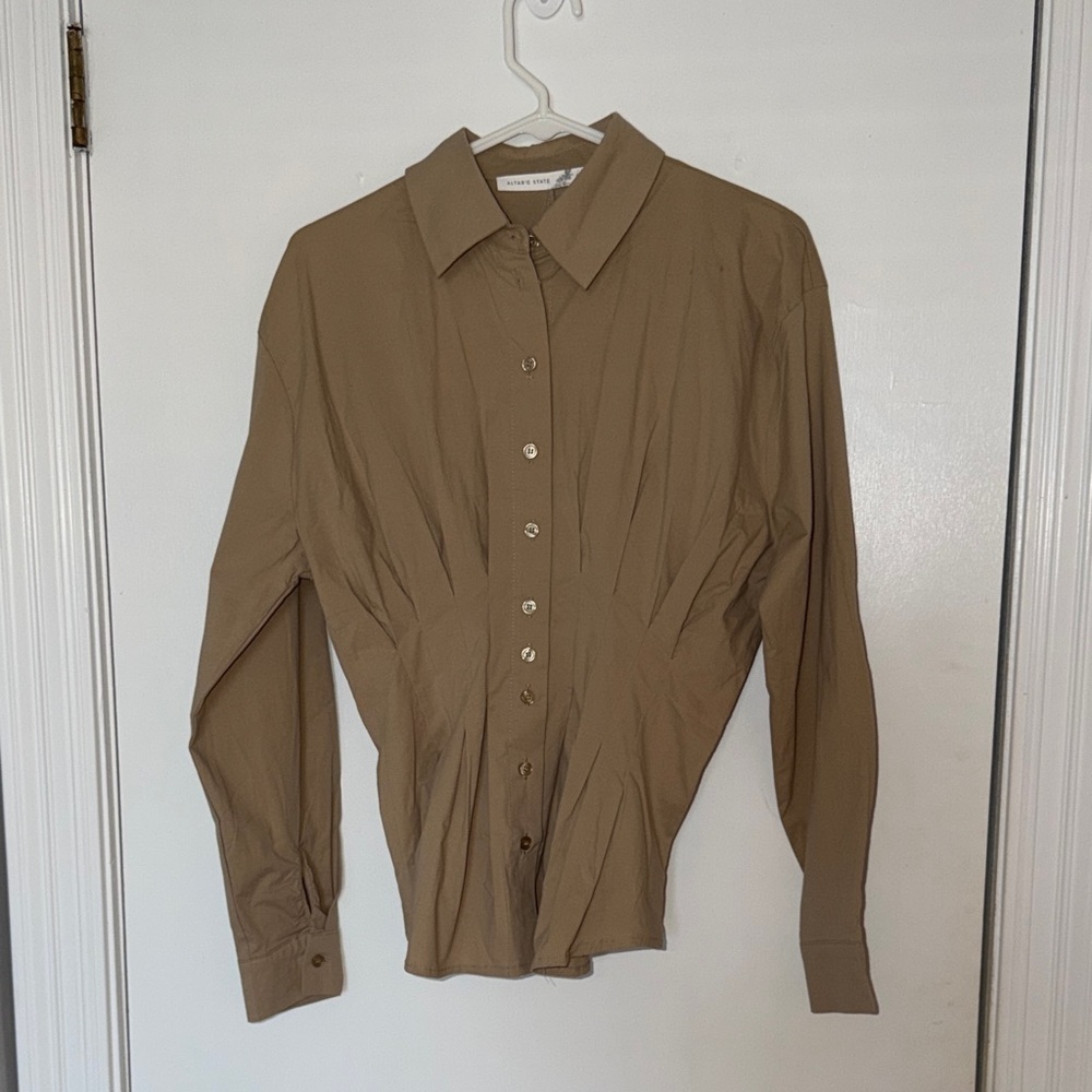 Altar’d state- Tan Button-Up Shirt- size medium